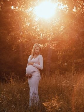 Pink Blush Pink Metallic Maternity Dress